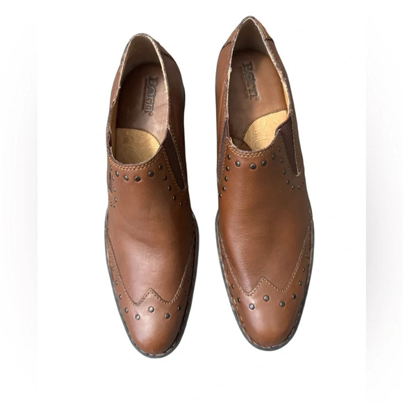 Born Brown Leather Studded Western Bootie Size 9 1/2 - Picture 2 of 6